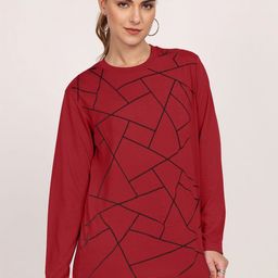 Leotude Women Printed Raw Edge Boxy T-shirt-picture-12
