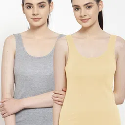 Friskers Woman Pack of 2 Grey & Beige Tank Top-image-17