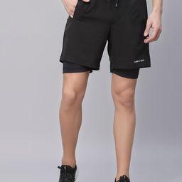 JUMP USA Men Black Outdoor Layered Sports Shorts with e-Dry Technology Technology-image-50