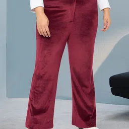 wild U Women Plus Size Smart Straight Fit High-Rise Bootcut Trousers-image-97