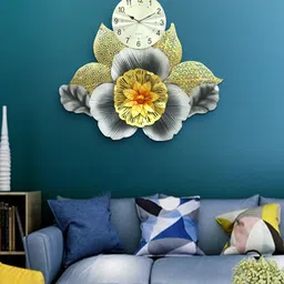Aapno Rajasthan Gold-Toned & Grey Colourblocked Contemporary Wall Clock-image-52