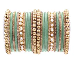 leshya Set of 32 Brass-Plated Stone Studded Bangles-80