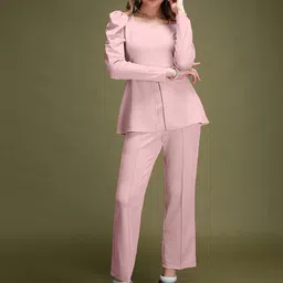 Selvia Sweetheart Neck Knitted Top With Trouser Co-Ords-image-41