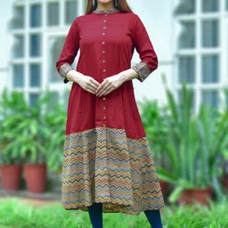 KALINI Chevron Printed A-Line Kurta-picture-6