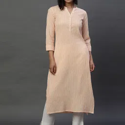 AURELIA Striped Dyed Mandarin Collar Straight Kurta-picture-57