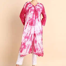 Maaesa Abstract Printed V-Neck A-Line Straight Kurta-13