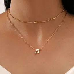 Shining Diva Women Fashion Set of 2 Gold-Toned Gold-Plated Layered Necklace-8