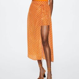 MANGO Women Orange & Off-White Polka Dots Print Sustainable Layered Skirt-image-19
