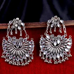 Krelin Silver Stone Studded Chandbalis-image-87