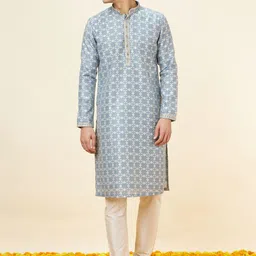 Manyavar Woven Design Kurta with Pyjamas-image-102