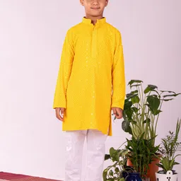 VASTRAMAY Boys Embroidered Sequinned Kurta with Pyjamas-15
