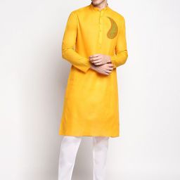 DEVOILER Ethnic Motif Printed Mandarin Collar Regular Kurta With Pyjama image 1
