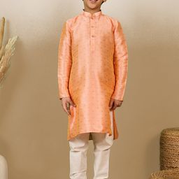 Sanwara Boys Geometric Woven Design Jacquard Weave Straight Kurta With Pyjamas-7