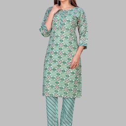 SUNDARNAARI Ethnic Motifs Printed Gotta Patti Straight Kurta With Trouser-picture-52