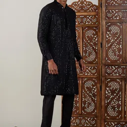 VASTRAMAY Ethnic Motifs Embroidered Regular Sequinned Kurta With Churidar-picture-38