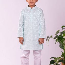 VASTRAMAY Boys Floral Embroidered Regular Chikankari Straight Kurta with Pyjamas-54