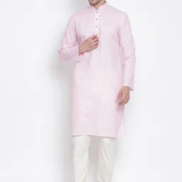VASTRAMAY Men Pink Kurta with Churidar-image-42