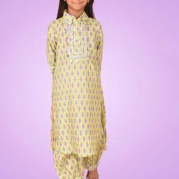 misbis Girls Ethnic Motifs Printed Regular Gotta Patti Pure Cotton Kurta With Salwar-image-92