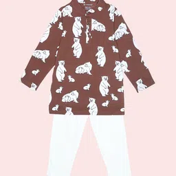 BE AWARA Boys Printed Regular Pure Cotton Kurta with Pyjamas-14