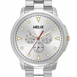 Helix Men Brass Embellished Dial & Stainless Steel Bracelet Style Straps Analogue Watch TW027HG35-32