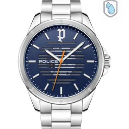 Police Men Blue Dial & Silver Toned Stainless Steel Bracelet Style Straps Analogue Watch-32