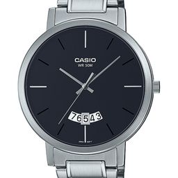 CASIO Men Black Dial & Silver Toned Stainless Steel Bracelet Style Straps Analogue Watch-image-61