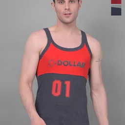 Dollar Bigboss Men Solid Pack of 3 Cotton Racerback Styled Gym Vest-image-66