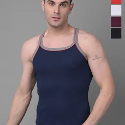 Dollar Bigboss Pack Of 5 Assorted Cotton Innerwear Vests-image-59
