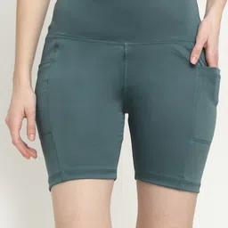 EVERDION Women Teal Slim Fit High-Rise Training or Gym Rapid Dry Cycling Shorts-image-10