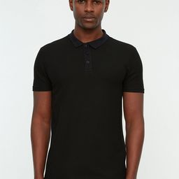 Trendyol Men Black Polo Collar Pure Cotton T-shirt-image-33