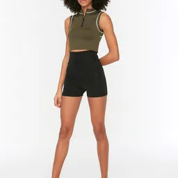 Trendyol Women Black Solid Sport Biker Shorts-picture-23