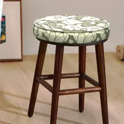 Chumbak Grey & White Printed Round Ottomans-10