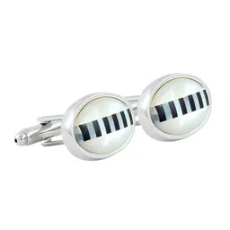 PELUCHE Men White Natural Mother of Pearl & Black Onyx Stone Cufflinks-picture-22