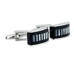 PELUCHE Men Silver-Toned & Black Striped Rectangle Cufflinks-image-51