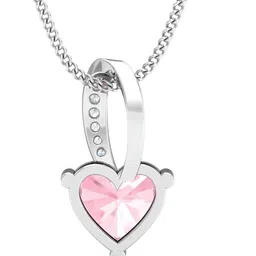 KUBERBOX Rose Quartz 18KT White Gold Diamond-Studded Pendant - 0.68 gm-image-29