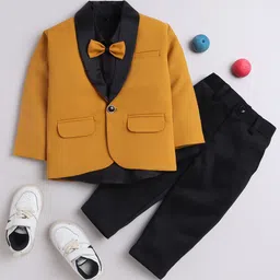 Lil homies Boys Shawl Collar Single Breasted Pure Cotton 2 Piece Party Suit-25
