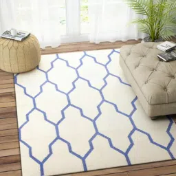 imperial knots Ivory Wool Abstract 72 x 48 Inches Hand Woven Dhurrie-picture-35
