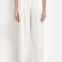BLANC9 Women White & Black Printed Knitted Palazzos-image-39