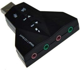 frackson Virtual 7 1 Channel USB Sound Adapter with 2 Stereo Output and Mono Microphone-Input Jack (Black) image 1