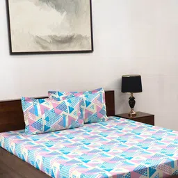 BOMBAY DYEING Epigram Turquoise Blue Pure Cotton 120 TC King Bedsheet Set 2.74 X 2.74m-picture-39