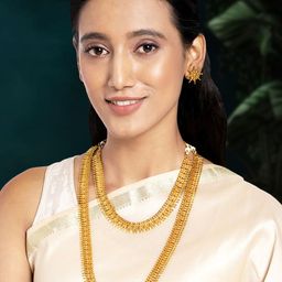 Peora Gold-Plated Maharani Haar Handcrafted Earrings with 2 Necklaces Jewellery Set-39