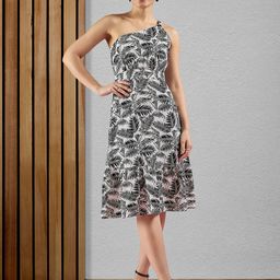 DressBerry Women Printed One Shoulder Fit & Flare Dress-picture-30