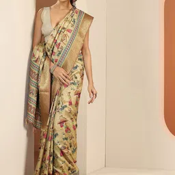 Libas Ethnic Motifs Zari Printed Woven Design Saree-image-33