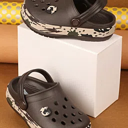 NEOZ Boys Coffee Brown & Cream-Coloured Rubber Clogs-image-16
