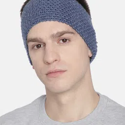 Magic Needles Men Blue Self-Design Knitted Headband-image-74
