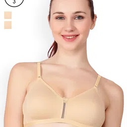 Floret Beige Solid Pack Of 3 Non-Wired Non Padded T-shirt Bra Katrina_Skin-Skin-Skin_40B-20