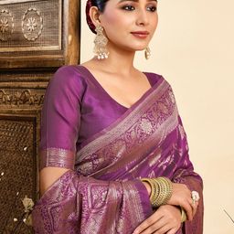 KALINI Ethnic Motifs Zari Silk Blend Paithani Saree-49