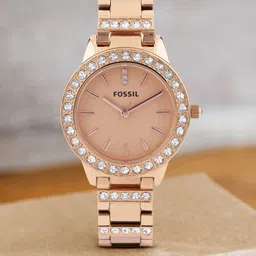 Fossil Women Beige Stone-Studded Dial Watch ES3020I-image-12