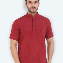 Latest Chikan Garments Men Maroon Pure Cotton Kurta-image-85