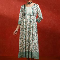 Jaipur Kurti Floral Embroidered A-Line Ethnic Dress-image-88